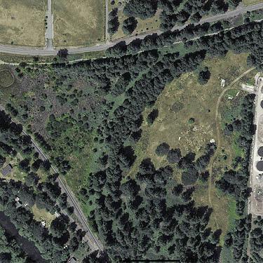 Aerial photo of prairie remnant sites near Gate, Thurston County, Washington
