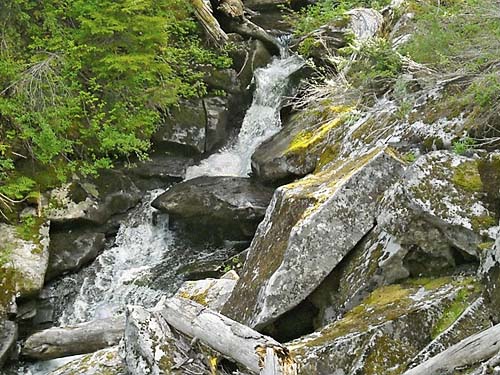 waterfall on Deer Creek by trail to Kelcema Lake, Snohomish County, Washington