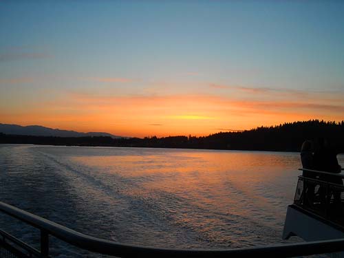 sunset from Kingston-Edmonds ferry, Puget Sound, Washington, 16 May 2010
