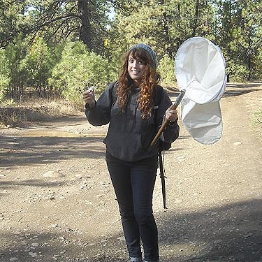 Lauren Taylor ready for her first spider collecting, Teanaway Campground, Kittitas County, Washington