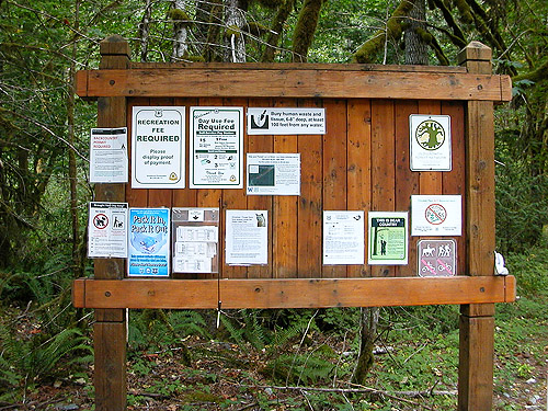 trailhead sign, Baker River Trail, Whatcom County, Washington