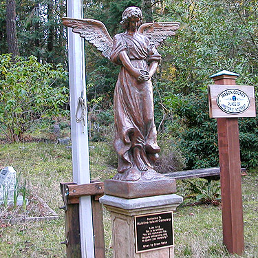 angel statue, Jarrell Cove Cemetery, Hartstene Island, Mason County, Washington