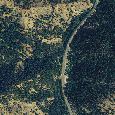 2015 aerial photo of Blewett townsite, near Blewett Pass, Chelan County, Washington