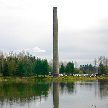 historic smokestack of Carlisle Mill, Carlisle Lake Park, Lewis County, Washington