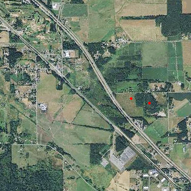 2015 aerial photo of Custer, Washington area with spider sites in red