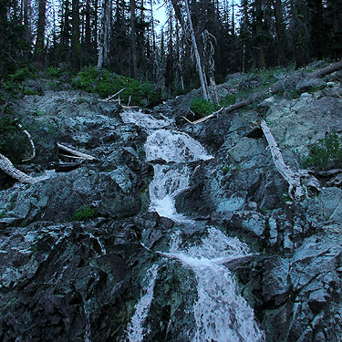 small falls near source of North Fork Teanaway River, Esmeralda Trailhead, Kittitas County, Washington