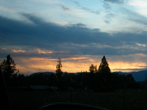 sunset on Hwy. 20 west of Marblemount, Washington on 19 October 2021