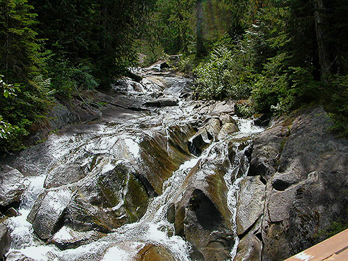 up Camp Robber Creek from trail bridge, Lake Dorothy, Alpine Lakes, King County, Washington