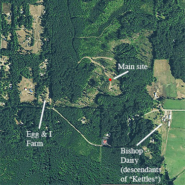 2015 aeriall view of Egg and I Road, Jefferson County, Washington, showing 2019 spider site