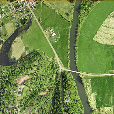 aerial view of Galvin, Lewis County, Washington and bridge field site