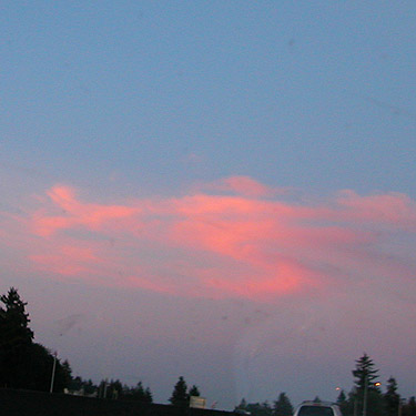 pink cloud along freeway at sunset, vicinity of Tacoma, 2 Sept. 2020