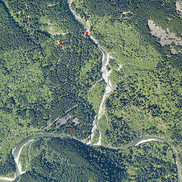 aerial view of Middle Fork Campground area, 2015 King County photo