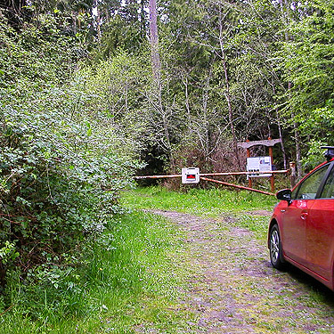 entry of Quimper West Preserve, north central Quimper Peninsula, Jefferson County, Washington