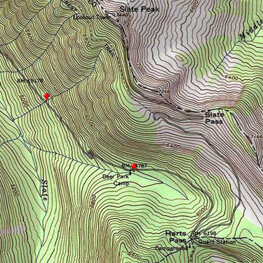 USGS topo map showing spider collecting localities along Slate Creek, Whatcom County, Washington
