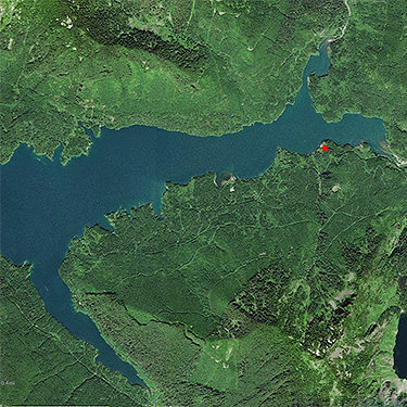 2007 aerial photo showing spider collecting site on Spada Reservoir, Snohomish County, Washington