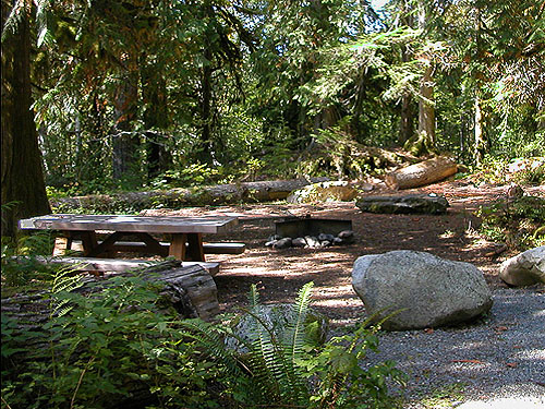 campsite with table, Sulphur Creek Campground, Snohomish County, Washington