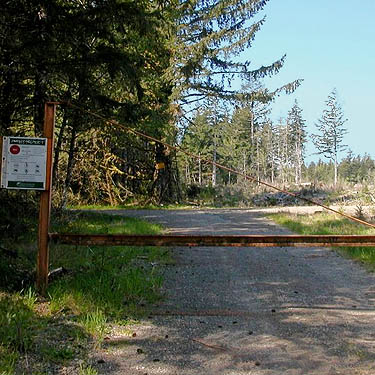 Green Diamond gate on Mary M. Knight Road leading to east side Deckerville Swamp, Mason County, Washington