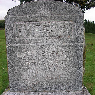 tombstone grave of Ever Everson, Nooksack Cemetery, NE of Everson, Whatcom County, Washington