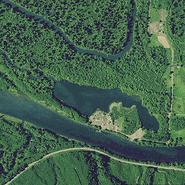 aerial photo Friends Landing Park, Lake Quigg and Chehalis River, Grays Harbor County, Washington, 2013