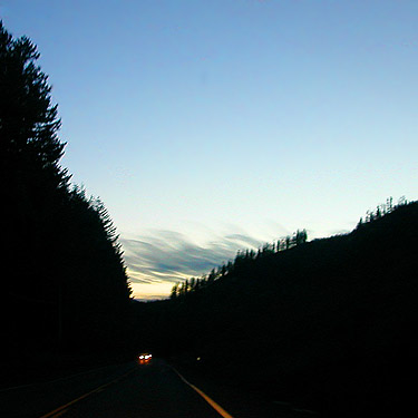 Dusk on 28 October 2016 driving from Grenwater to Enumclaw, Washington