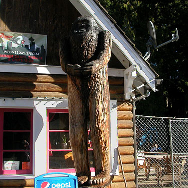 sasquatch statue, front of Naches Tavern, Greenwater, King County, Washington