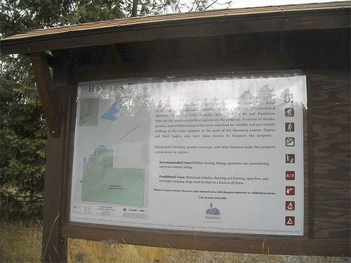 entry sign of Haynes Estate Conservation Area, Spokane County, Washington