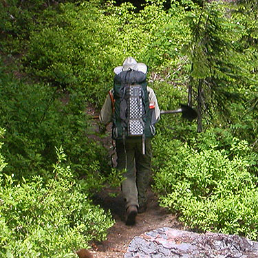forest ranger leaving Hope Lake, Chelan County, Washington