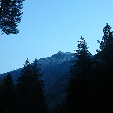 sides of Icicle Creek Canyon near dusk, near Johnny Creek Campground, Chelan County, Washington