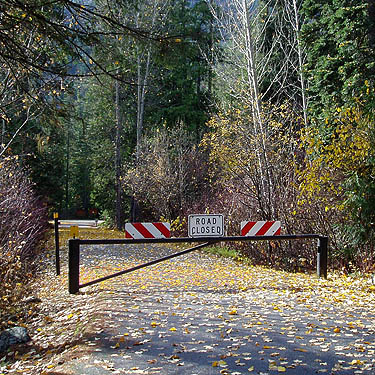 fall closure gate of Johnny Creek Campground, Chelan County, Washington