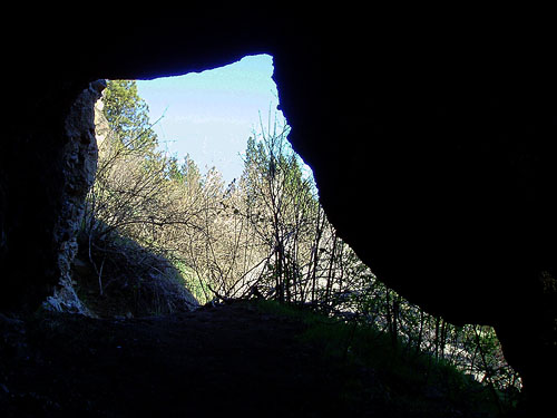 entrance of mysterious roadside cave or tunnel, South Fork of Manastash Creek at Barber Springs Road, Kittitas County, Washington