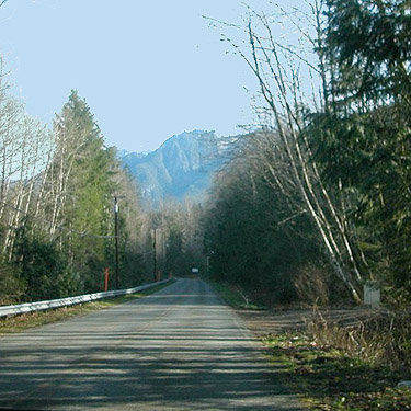 Index-Galena Road near Index on 1 March 2015 showing snow-free mountains