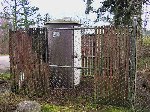 public outhouse at Rapjohn Lake, Pierce County, Washington