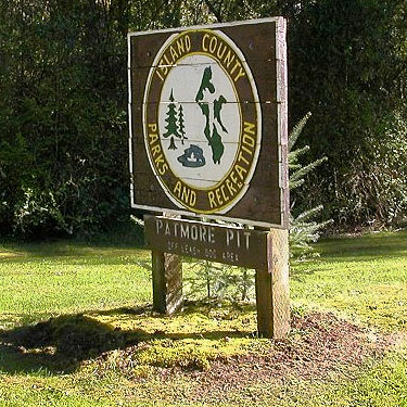 entrance sign, Patmore Pit dog park, Whidbey Island, Washington