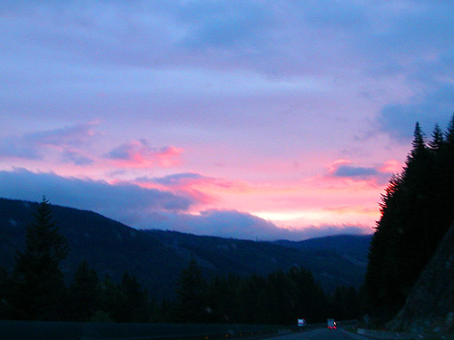 sunset from Interstate 90 near Snoqualmie Pass, Washington, 20 May 2016