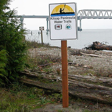 "water trail" sign on beach, Salsbury Point Park, Kitsap County, Washington