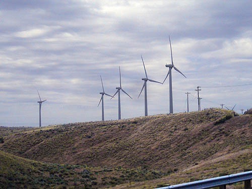 wind turbines on hill overlooking upper Schnebly Coulee, Kittitas County, Washington