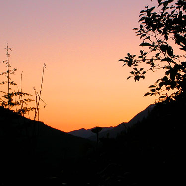 sunset on 9 July 2014 from trailhead to Slide Lake, Skagit County, Washington