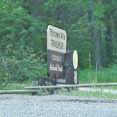 sign at Thirteenmile Creek Trailhead, Ferry County, Washington