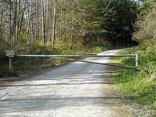 locked road gate on south slope of Anderson Mountain, Skagit County, Washington