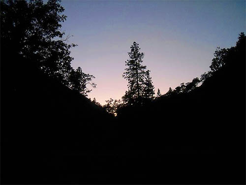 dusk (sunset) at mouth of Badger Gulch on Rock Creek, Klickitat County, Washington