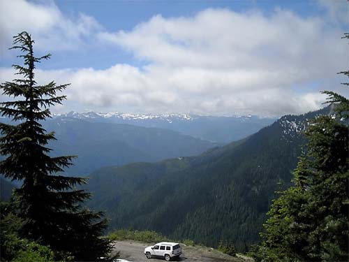 car and landscape, south summit of Captain Point, NE King County, Washington