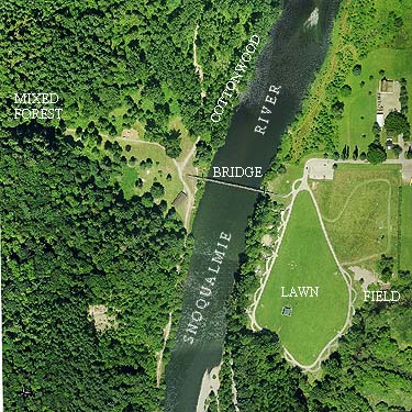 aerial photo of Tolt River John MacDonald Park, Carnation, Washington