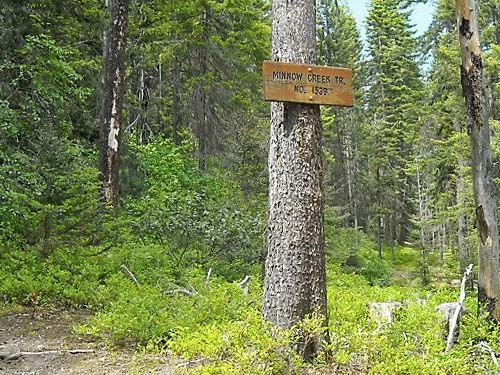 sign for Minnow Creek Trail trailhead, central Chelan County, Washington