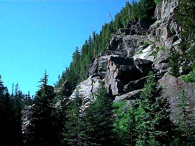 south cliff of phyllite inselberg, Coal Mountain, Skagit County, Washington