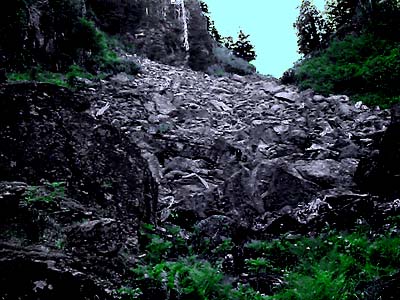 phyllite talus on north side of inselberg, Coal Mountain, Skagit County, Washington