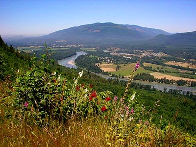 Skagit River valley seen from Cumberland Creek Ridge south of Hamilton, Skagit County, Washington