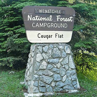 entrance sign for Cougar Flat Campground, Yakima County, Washington