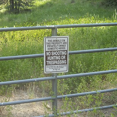 amusing private-property sign, Derby Canyon, Chelan County, Washington
