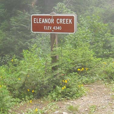 sign with correct elevation, Eleanor Creek Trailhead, Pierce County, Washington