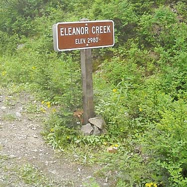 sign with wrong elevation, Eleanor Creek Trailhead, Pierce County, Washington